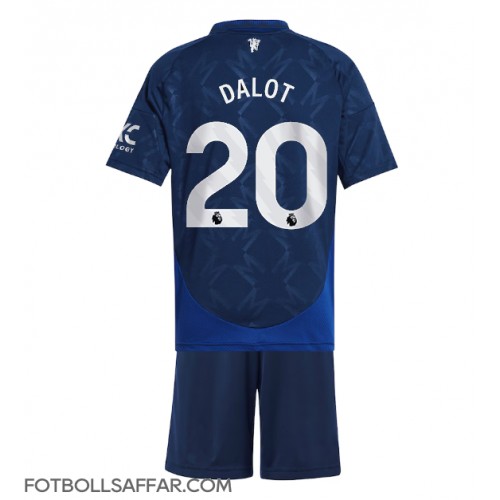 Manchester United Diogo Dalot #20 Bortadräkt Barn 2024-25 Kortärmad (+ Korta byxor)